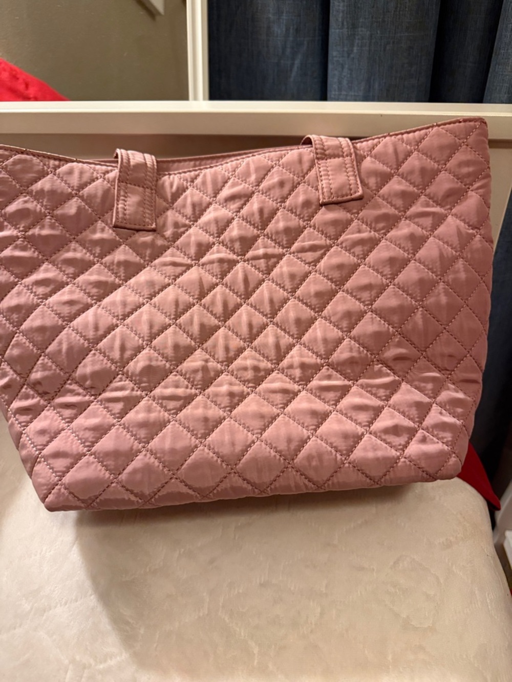 Alexis Bendel Quilted Blush Pink Tote with Logo Plaque - Picture 5 of 11